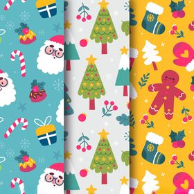 多彩圣诞元素图案集合
