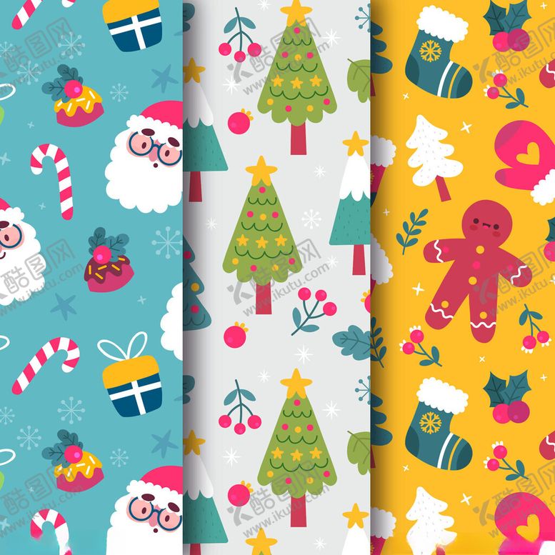 编号：27181912200139153817【酷图网】源文件下载-多彩圣诞元素图案集合