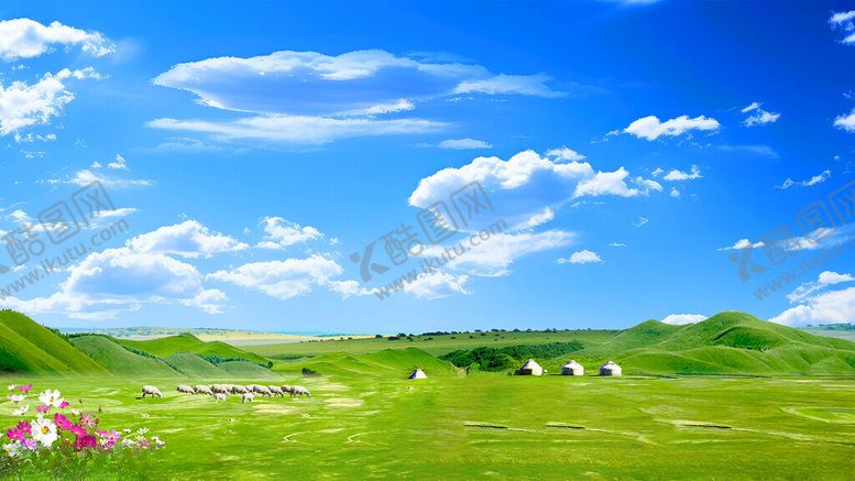 编号：22741411210136351864【酷图网】源文件下载-草原蓝天美景如画