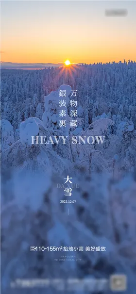 大雪节气海报意境小简约