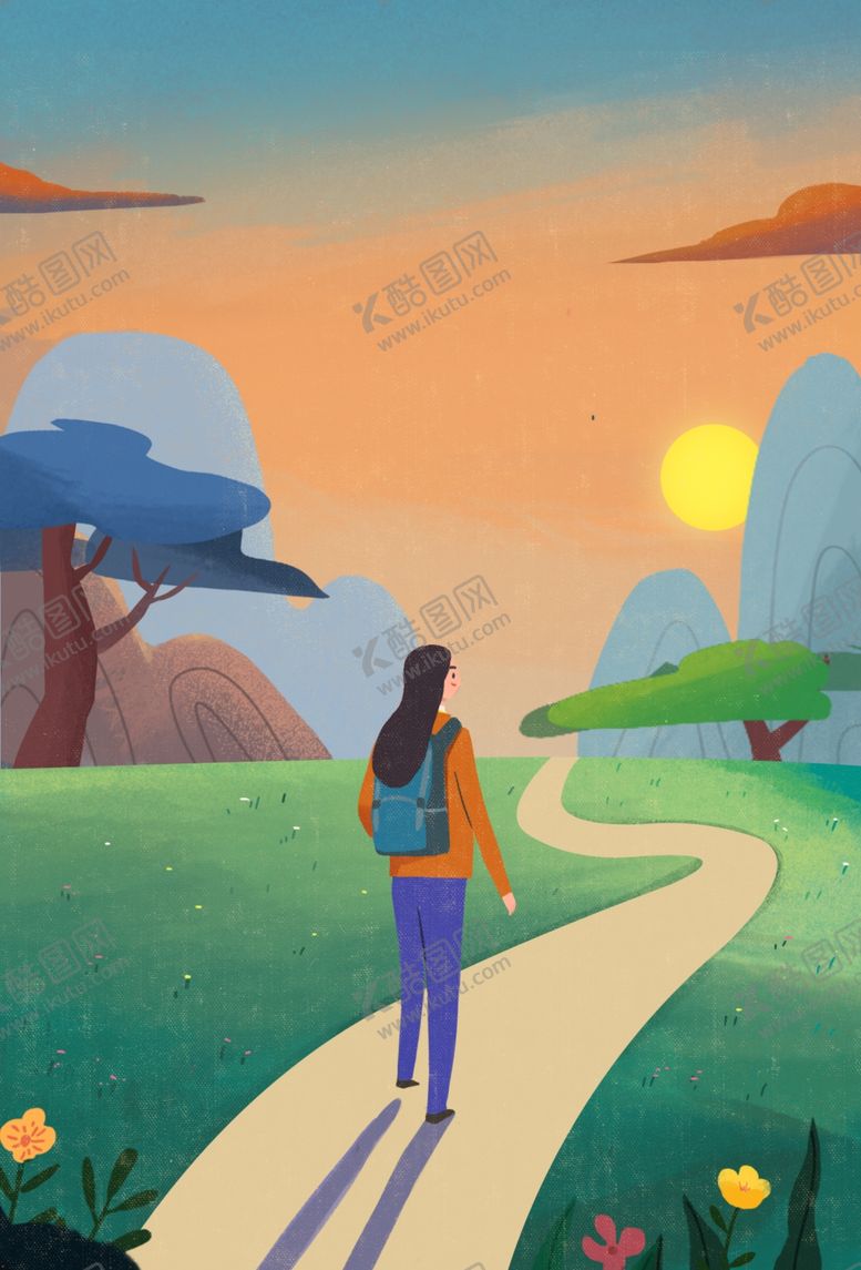 编号：25186709261847599264【酷图网】源文件下载-步行插画卡通人物