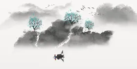 中式山水画高端墨大理石背景墙电视背景墙