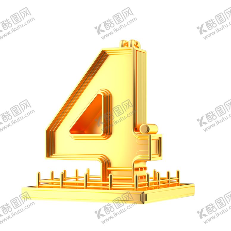 编号：74562809252046313684【酷图网】源文件下载-数字4金色立体展台海报素材