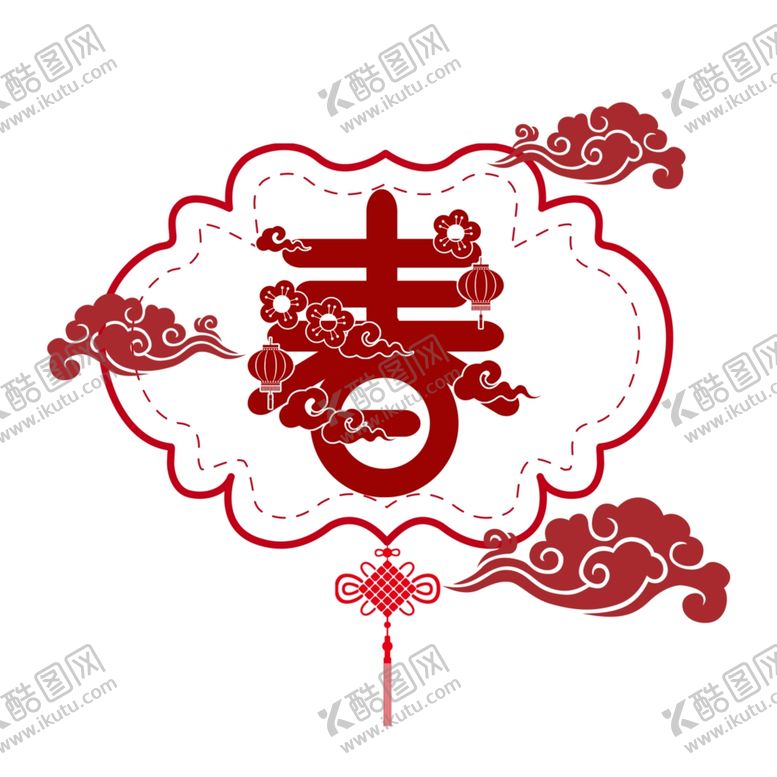 编号：64014810112253419016【酷图网】源文件下载-新年装饰图案元素红色