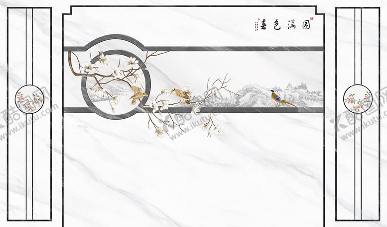 编号：60927809171017141862【酷图网】源文件下载-中式花鸟背景墙
