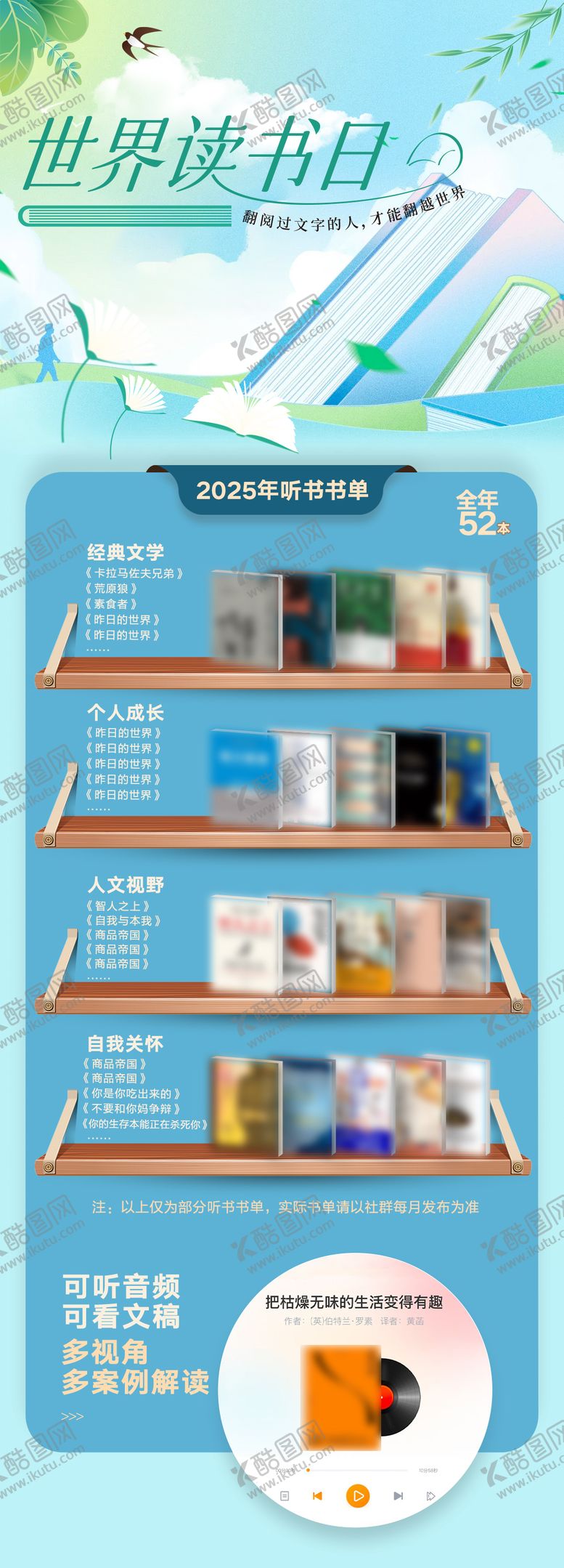 编号：58232404092257387062【酷图网】源文件下载-读书日长图海报