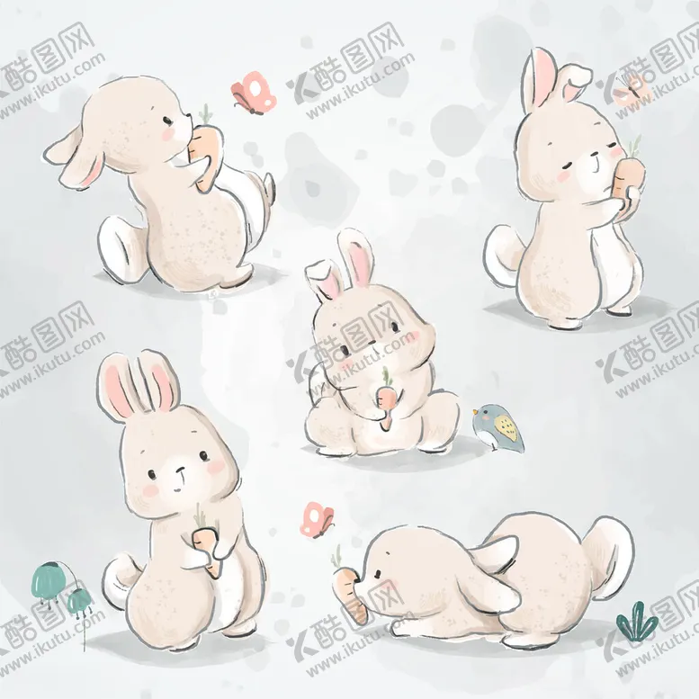 编号：79956803061936106079【酷图网】源文件下载-可爱卡通手绘兔子图案宝宝宴
