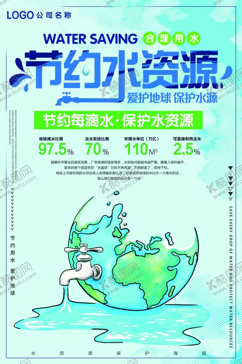 编号：35450506250118447777【酷图网】源文件下载-节约用水海报