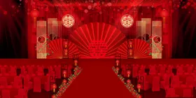 婚礼舞台效果图浪漫背景中式现代主题