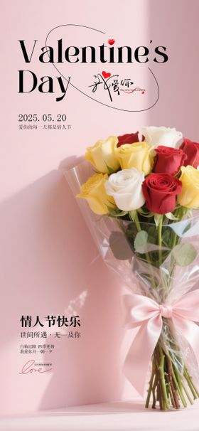 520情人节海报玫瑰花粉色