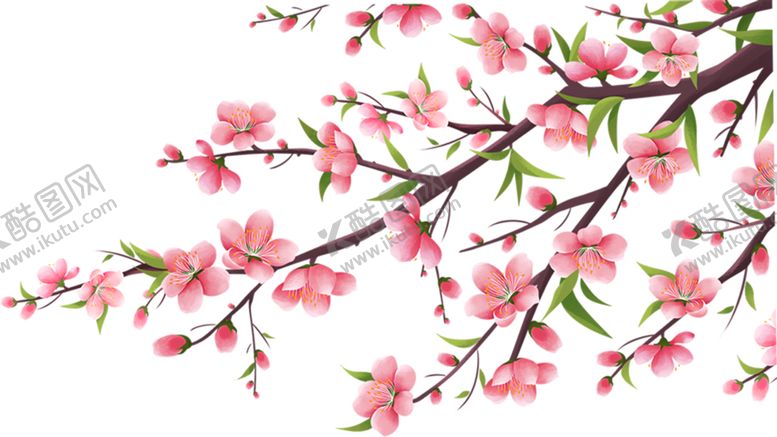 编号：97257302130444228788【酷图网】源文件下载-手绘漂亮的桃花插画元素图片