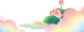 荷花荷叶插画卡通海报素材