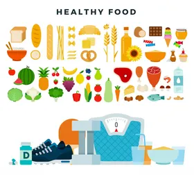 健康食品与运动元素集合
