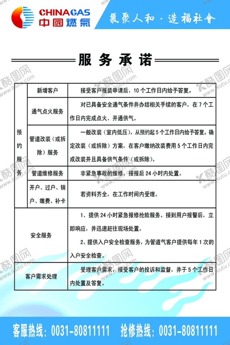 编号：25047109251038576031【酷图网】源文件下载-中国燃气服务承诺