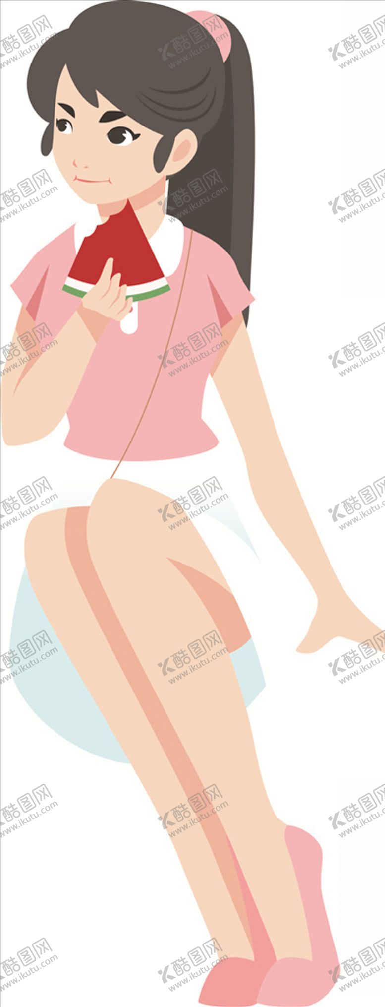 编号：79427110062220496645【酷图网】源文件下载-矢量图吃西瓜的女孩