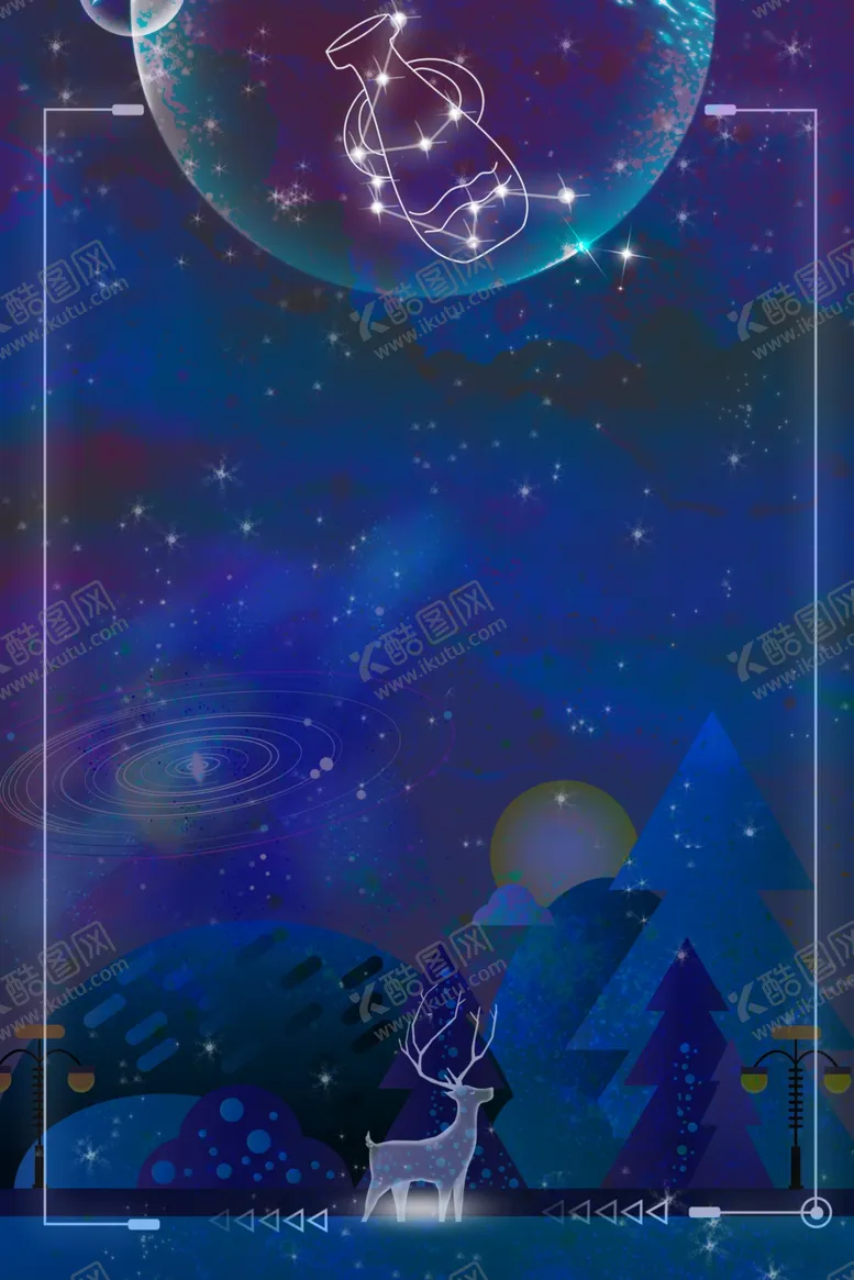 编号：10165604181002428736【酷图网】源文件下载-星空十二星座水瓶座背景