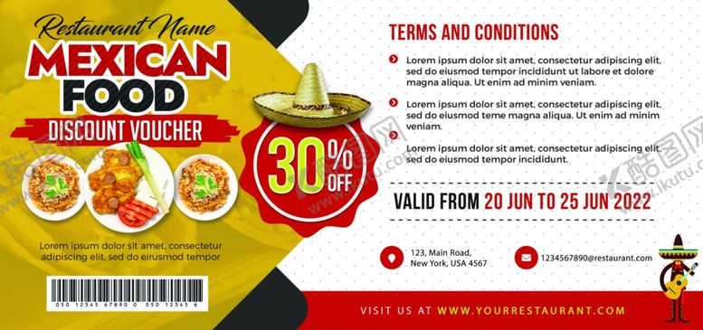 编号：98999409252336215356【酷图网】源文件下载-美食折扣券正面