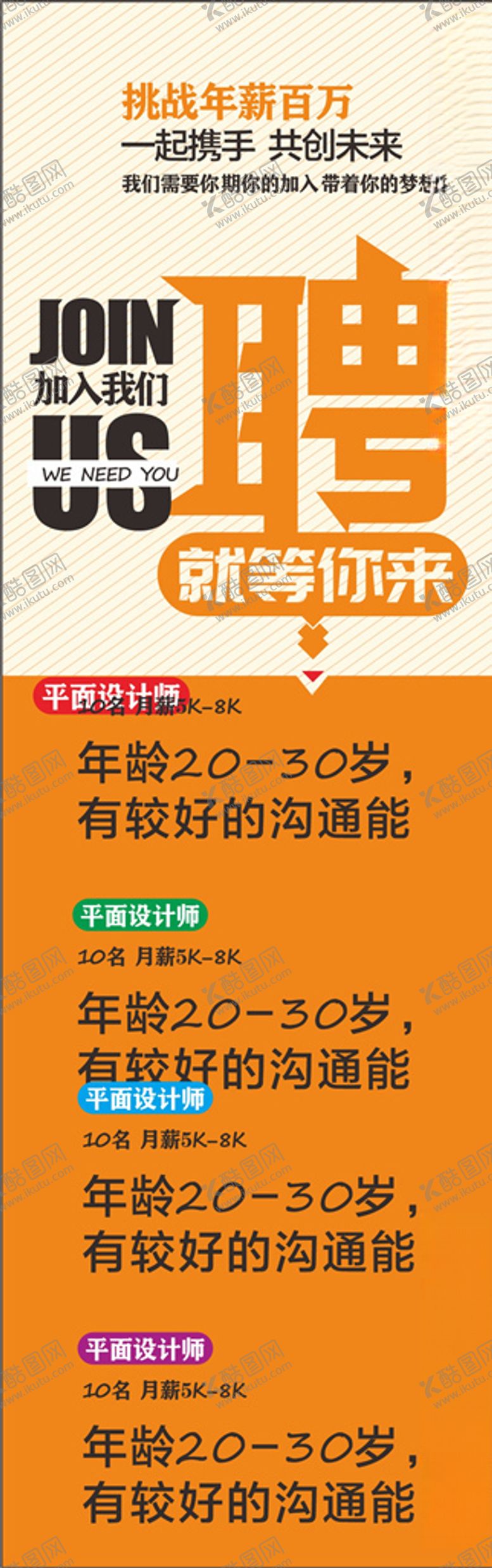 编号：68815505160319566784【酷图网】源文件下载-招聘展架