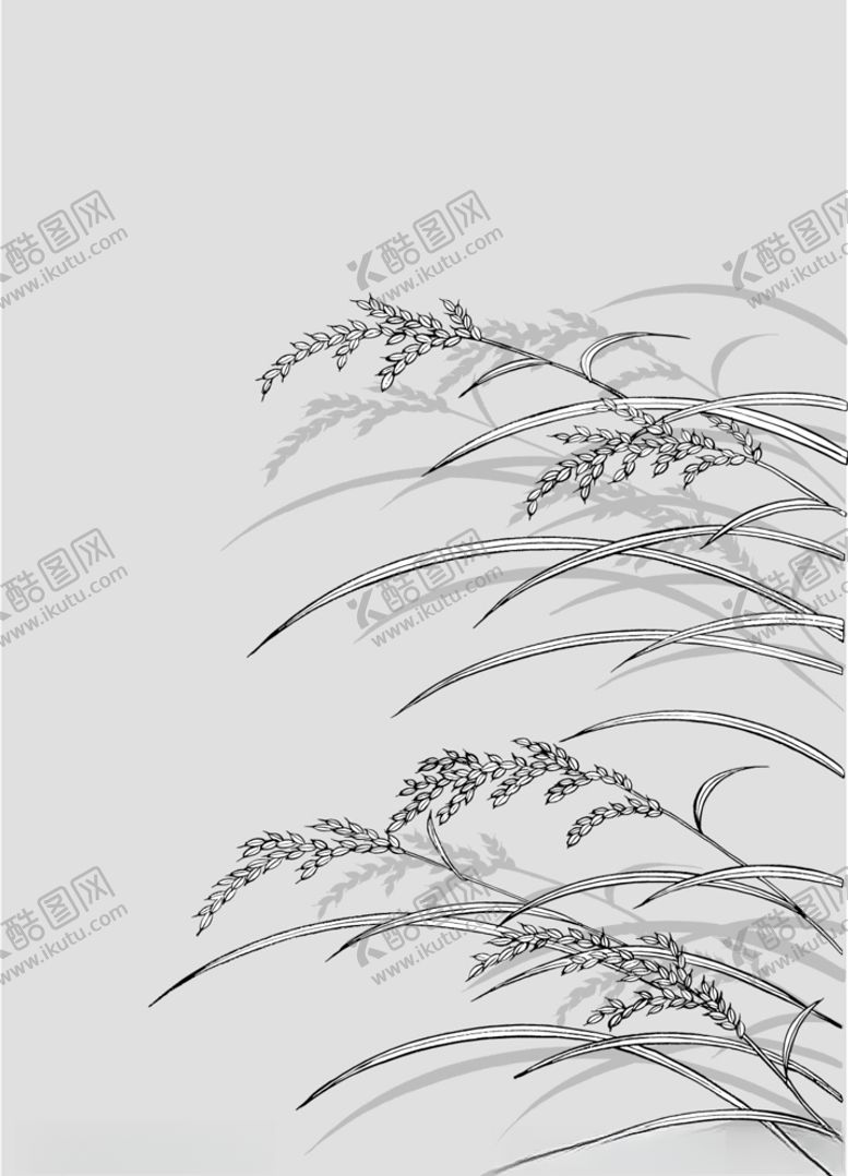 编号：78283609300722083089【酷图网】源文件下载-日本线描植物花卉矢量素材