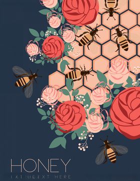 创意蜜蜂和玫瑰