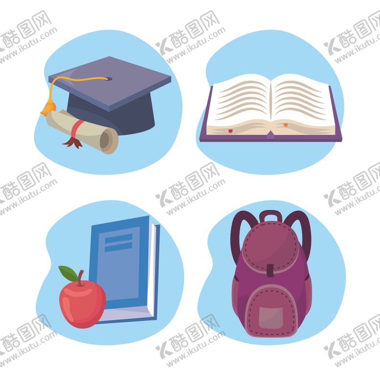 编号：60492307022206042127【酷图网】源文件下载-学生日常文具主题插画