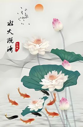 中国风荷花淡雅背景