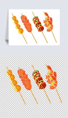 深夜烧烤美食手绘元素