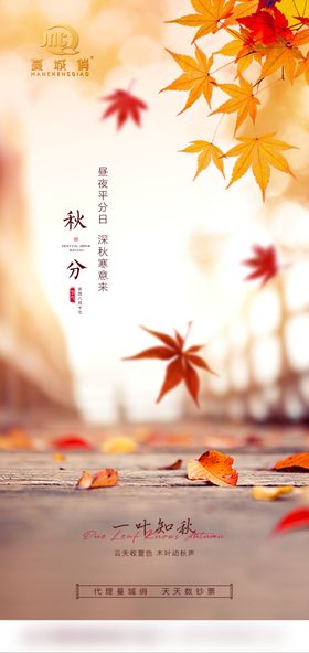 秋分二十四节气海报天落叶