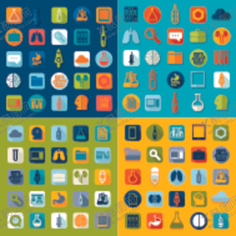 编号：14086704042134162080【酷图网】源文件下载-多彩扁平化图标集合