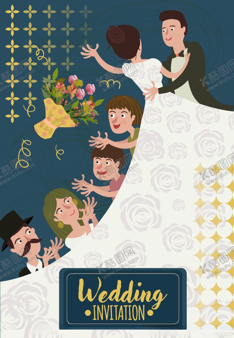 编号：95954109290459434953【酷图网】源文件下载-婚礼新人和亲友海报