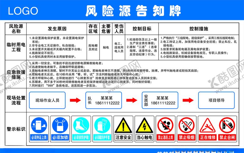 编号：81019109260043295192【酷图网】源文件下载-风险源告知牌图片