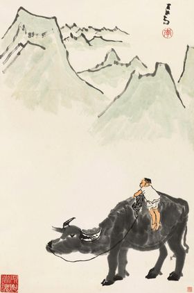 李可染国画牧牛图