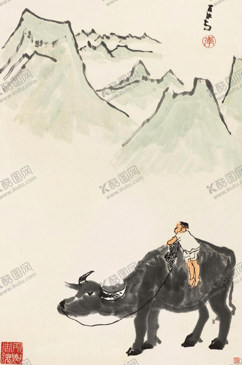 编号：54703811010720507391【酷图网】源文件下载-李可染国画牧牛图