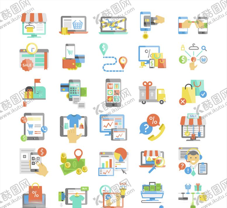 编号：47693107091104342932【酷图网】源文件下载-矢量商务购物元素