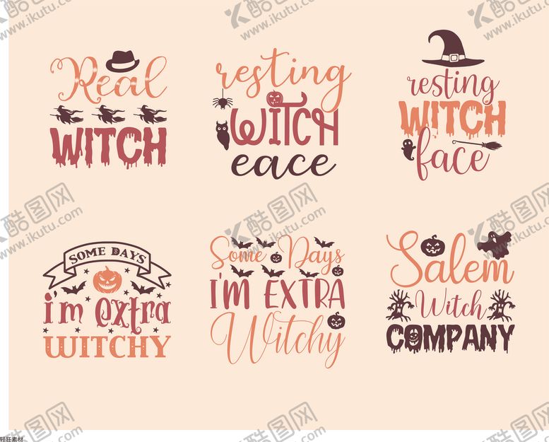 编号：39272804070058232220【酷图网】源文件下载-女巫主题创意文字设计元素