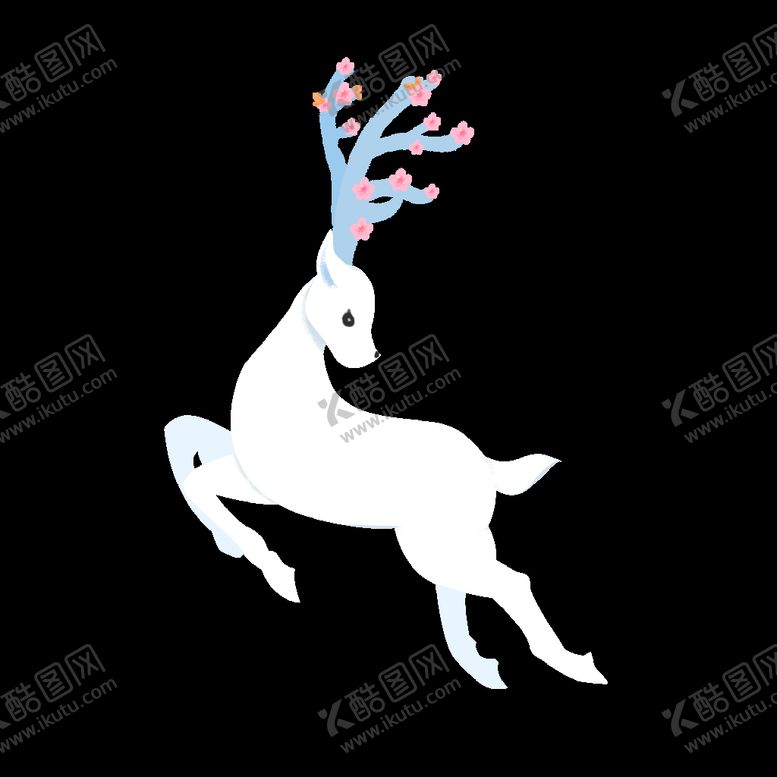 编号：77039907041529399791【酷图网】源文件下载-奔跑的白鹿鹿角开花