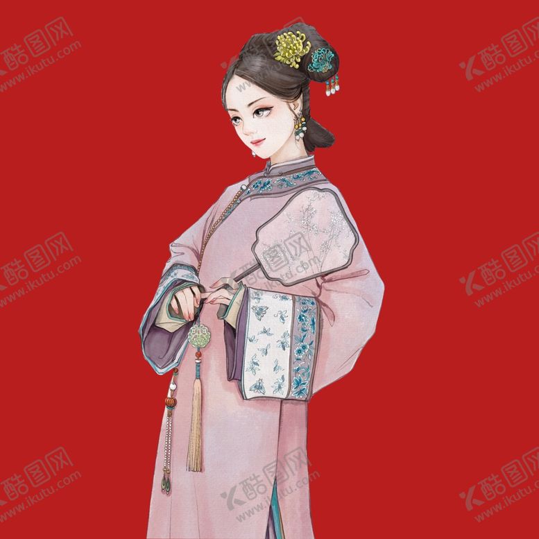 编号：46936603020019241646【酷图网】源文件下载-手绘清朝美女
