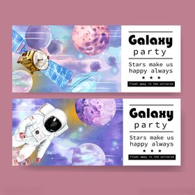 梦幻太空主题果汁宣传海报