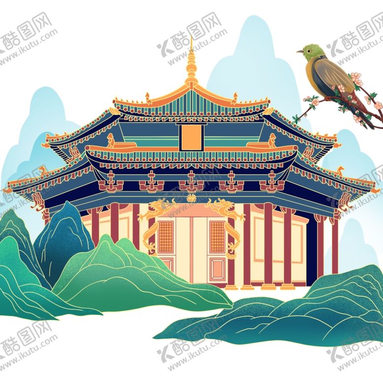 编号：95449002281956391048【酷图网】源文件下载-中国风潮流手绘古典建筑