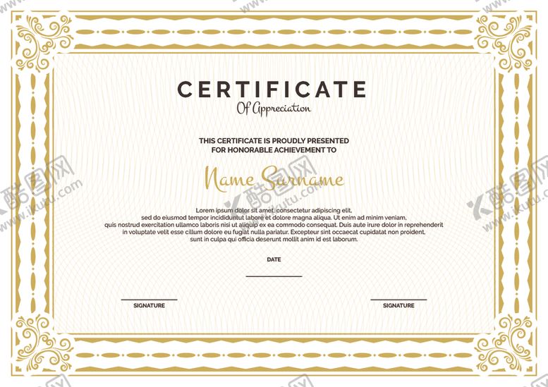 编号：66317510090323224889【酷图网】源文件下载-证书模板