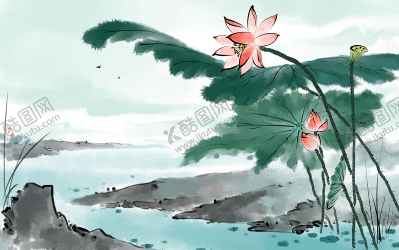 编号：21957906302000109602【酷图网】源文件下载-手绘荷花插画