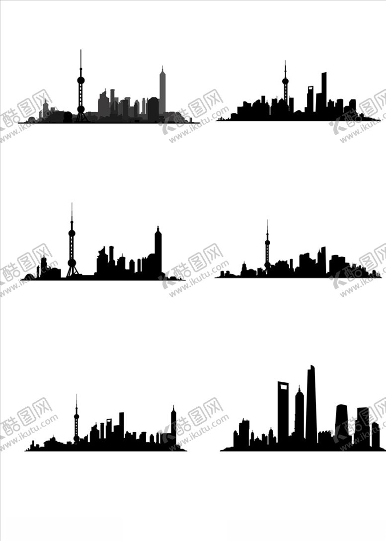编号：21832610261604306668【酷图网】源文件下载-上海都市建筑剪影元素