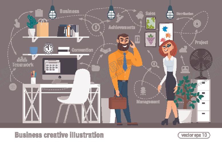 编号：83249510051734385538【酷图网】源文件下载-扁平化工作场景与人物