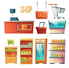 超市购物场景与设备展示