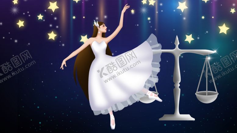 编号：12420209271750553468【酷图网】源文件下载-少女舞蹈天秤座星座人物背景素材