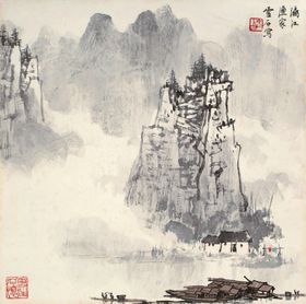 编号：13877710161853563037【酷图网】源文件下载-白雪石国画漓江渔家