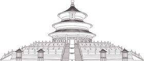 天坛矢量线条画