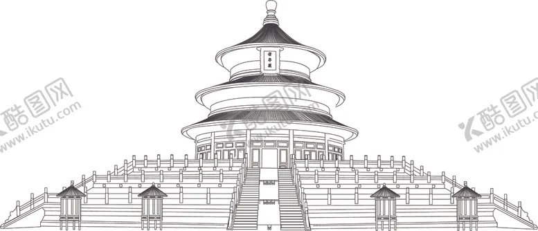 编号：58922205011448265740【酷图网】源文件下载-天坛矢量线条画