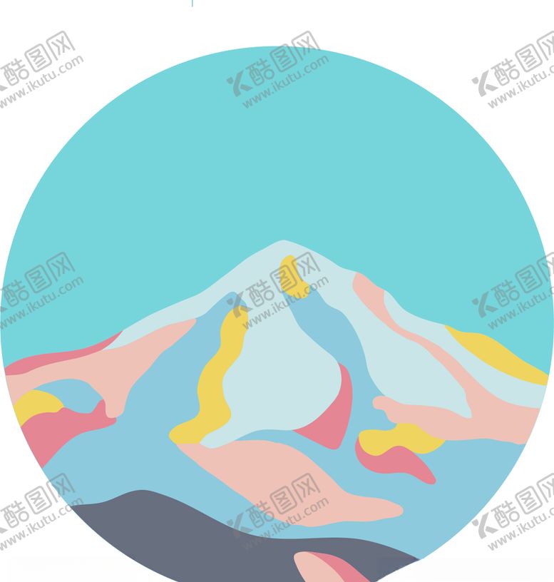 编号：99840809171634096850【酷图网】源文件下载-富士山孤峰山顶剪影糖果色矢量图