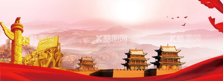 编号：10239410030835103097【酷图网】源文件下载-展板背景山水画嘉峪关城楼